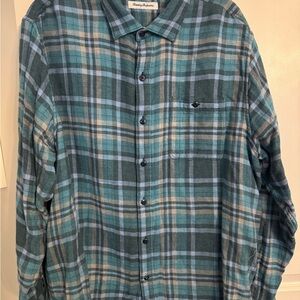 Tommy Bahama Teal/blue and Gray Plaid Shirt